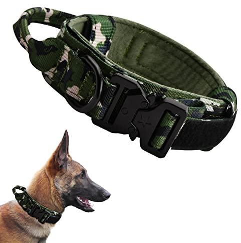 Ehuihuan Hundehalsband Verstellbar, Taktisches mit Zugstopp für Große Hunde, Robustes Nylon Hundehalsband mit Metallverschluss für Outdoor und Training