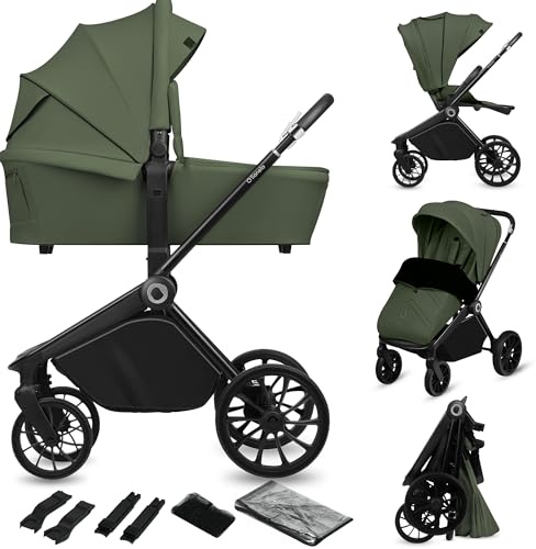 LIONELO MIKA PLUS 2-in-1 Buggy 0-48 Monate bis 22 kg Babywanne bis 9 kg, Rückenlehne und Füße verstellbar, AiryDots,Dämpfung, 360° drehbare PU-Räder, XXL-Verdeck