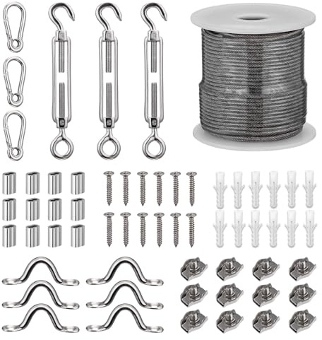 Hopeviva Turnbuckle Wire Tensioner 150FT 1/16 (45M 1.5MM) Stainless Steel