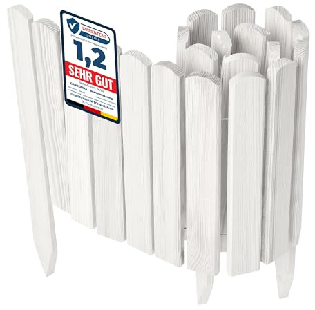 Garronda clôture de Jardin en Bois Bordure Jardin Cloture Jardin Exterieur, Palissade Bordurette Longueur: 100 cm GD-0148 (Blanc, Hauteur : 30 cm)