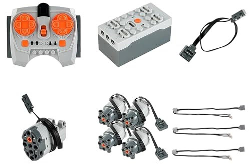 lego Technic servo-motor, fjärrkontroll och batteri (laddningsbar), 11 delar elektrisk leksak legomotor, teknik power-funktioner lego motorsats, förlängningskabel, fjärrkontroll för Lego-motor