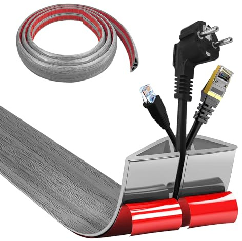 Kabelkanal självhäftande, kabelbro botten, 5 cm x 1 m flexibel PVC platt kabelskydd golv kabelskydd kabelfack för alla strömkablar hem, kontor, hotell, lager, etc – lätt skärning – 3 # träkorn