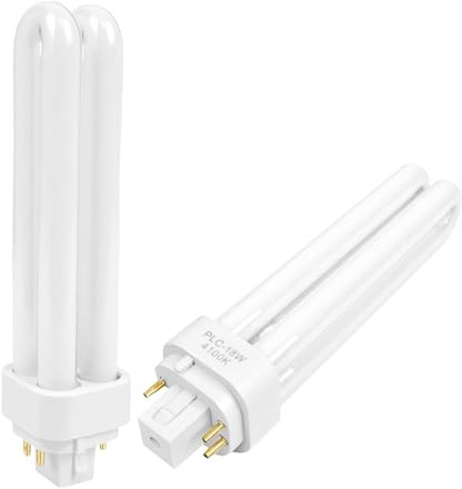 Elixvane 18W G24q-1 4 Pin CFL Light Bulbs 2 Pack, 4100K Natural White 2U PLC Fluorescent Tube, Energy Saving 220-240V Non-Dimmable Lamp for Bathroom, Kitchen, Bedroom