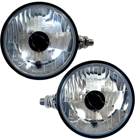 MelTruck 2er Set Hauptscheinwerfer H4 R2 Scheinwerfer Set für Traktor Schlepper Baumaschinen Abblendlicht Fernlicht Positionslicht Links + Rechts 12V 24V Metallgehäuse E20 Prüfzeichen