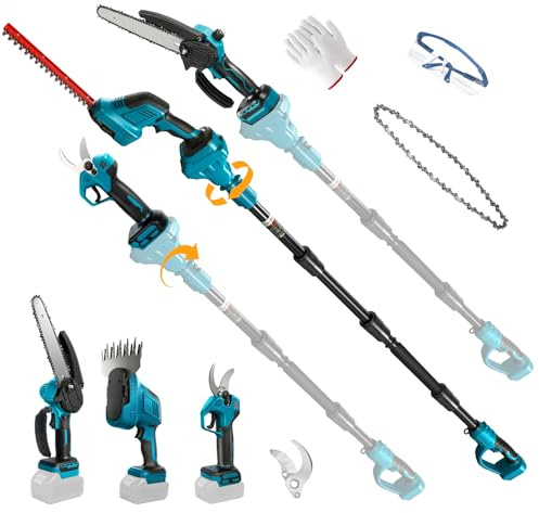 8-in-1 Teleskop Heckenschere & Kettensäge kompatibel mit Makita 18V Akku