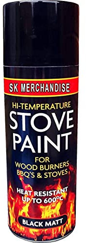 SK MERCHANDISE Black Heat Resistant Matt Black Spray Paint Stove High Temperature 400ml (Pack of 1)