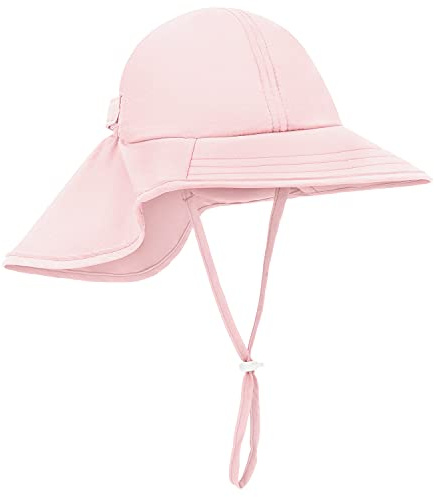 Zelda Matilda Sunhat Infant Toddler & Kids Summer Water Flap Baby Swim hat UPF 50 Boy & Girl Beach (US, Age, 6 Months, 24 Months, Light Pink)