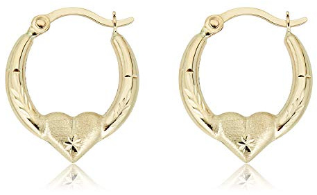 AVORA 14K Yellow Gold Heart Creole Hoop Earrings