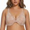 MELENECA Women's Front Fastening Underwire Plus Size Racerback Non Padded Sexy Lace Bra Beige 40D