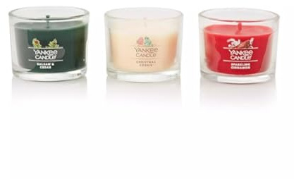 Yankee Candle Set of 3 Mini Candles - Balsam & Cedar, Christmas Cookie, Sparkling Cinnamon