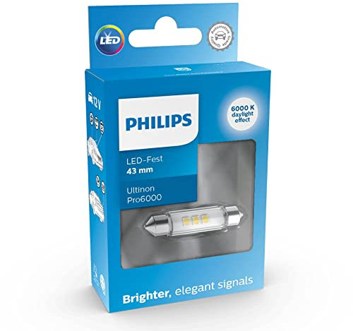 Philips Ultinon Pro6000 LED Festoon foco de señalización para automóvil (C5W), 6.000K, 43mm, Versión anterior