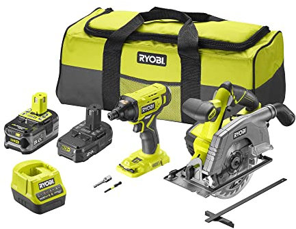 RYOBI - Duo ONE + 18 Volt: Schlagschrauber und Kreissäge, 1 Akku 5.0 Ah, 1 Akku 2.0 Ah, 1 Ladegerät, R18CSPID2-252S