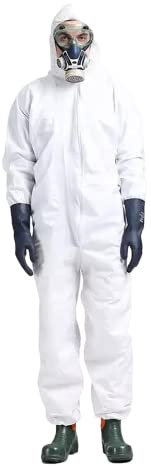 gardeNext ProTec MK 3 Combinaison de protection jetable avec capuche Combinaison de travail imperméable pour rénover Vêtements de protection Homme Femme Blanc, Blanc., XL