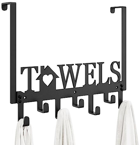 SWTYMIKI Over Door Hooks Hanger - Over Door Hanger Without Drilling, Heavy Duty Over Door Coat Hooks with 7 Hooks for Hanging Coats, Towels,Clothes, for Bedroom, Bathroom, Living Room