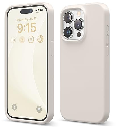 elago Liquid Silicone Case Compatible with iPhone 15 Pro Case, Premium Silicone, Full Body Protective Cover [4 Layer Shockproof Structure], Anti-Scratch Soft Microfiber Lining (Stone)