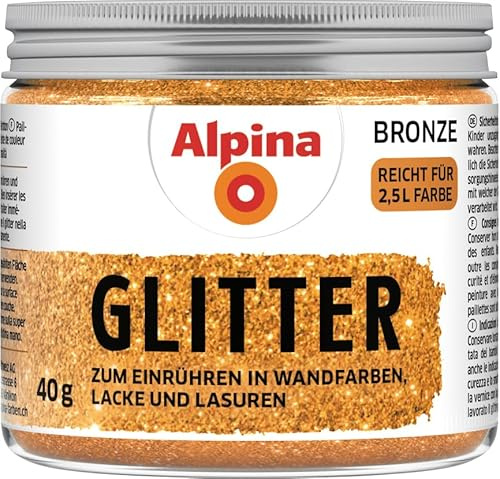 Alpina Kreativ Glitter – Bronzener Glitterzusatz zum Einrühren in Wandfarben