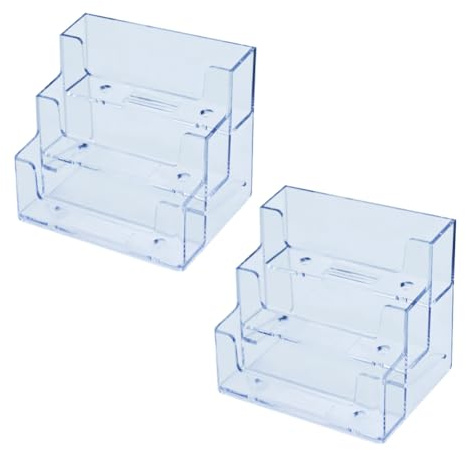Lot de 2 Supports de Cartes de Visite Transparents à 3 Niveaux pour Cartes de Visite - Organiseur de Table pour Bureau d'exposition