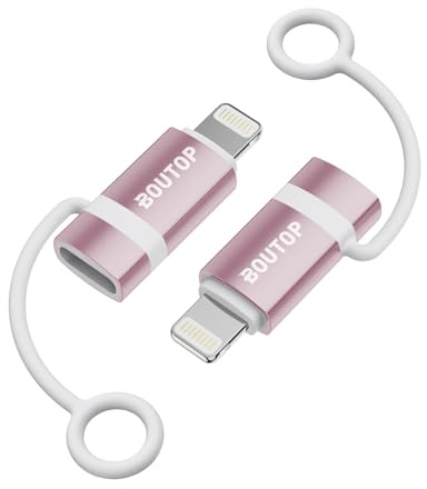 BOUTOP [Apple MFi-certifierad 60 W USB C till Lightning-adapter för snabbladdning, USB C hona till Lightning-han-adapter för iPhone 14 13 12 11 Pro Max, iPad Pro/Air [2-pack, rosa], inte för ljud/OTG