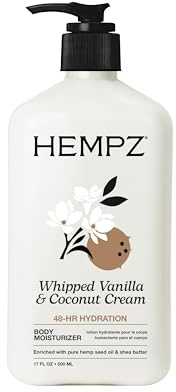 Hempz Whipped Vanilla & Coconut Cream Body & Hand Lotion, Vegan Formula, for Men or Women, 17 oz.