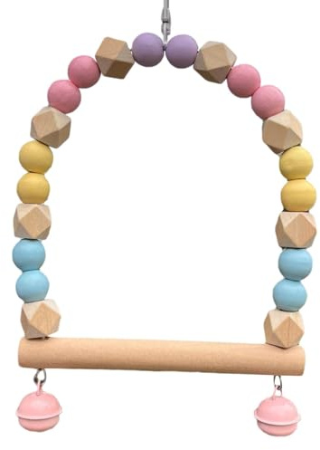 Balançoire d'oiseaux en Bois, balançoire d'oiseaux - Balançoire pour perroquets avec sonnettes - Cage à perchoirs pour Oiseaux, Jouet d'escalade sur perchoir, balançoire en Bois