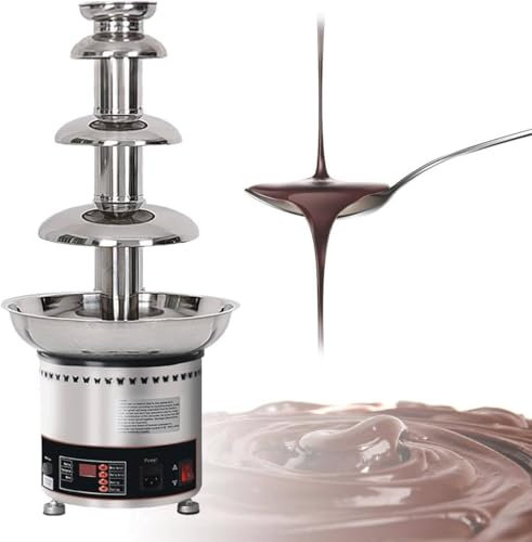 RayGenius Chocolate Fountain Machine Commercial Stainless Steel Chocolate Waterfall Machine, 30℃~110℃ Heated Melting Machine for Parties, Restaurants and Wedding,5Layers