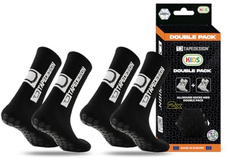 Tapedesign – Pack doble Allround Socks Kids – 2 pares de calcetines de fútbol antideslizantes para niños – Agarre perfecto y comodidad – Calcetines deportivos antideslizantes para entrenamiento y