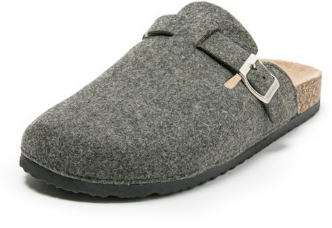JOMIX Zapatillas de Casa Hombre Zuecos de Fieltro con Hebilla Pantuflas Invierno Plantilla de Anatómica Clogs Suela Antideslizante Mules Cálidas y Transpirables Punta Cerrada MCT255084 Gris 43