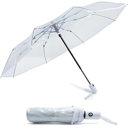 HOMAIX Parapluie Transparent Pliant - Ouverture/Fermeture Automatique, Élégant et Pratique pour Homme, Femme, Adolescents - Parapluie Compact et Léger, Idéal pour Toutes Occasions