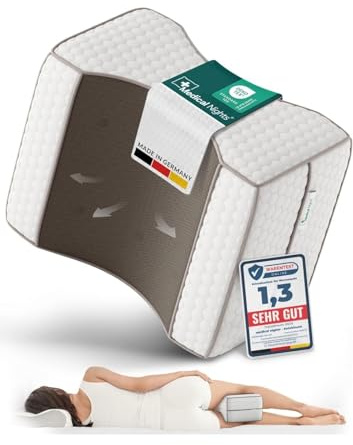 Medical Nights Almohada ortopédica para piernas para dormir de lado, para aliviar la cadera, la espalda y las rodillas, almohada ergonómica de espuma viscoelástica con diseño antideslizante.