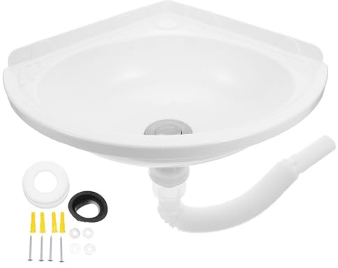 Uonlytech Lavandino angolare: Lavandino da bagno a parete angolare triangolare per bagni piccoli - Mobiletto sospeso per bagni compatti e aree di servizio