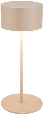 BRILONER - Lampada da tavolo senza fili IP44 con touch, dimmerabile, bordo luminoso, lampada da scrivania senza fili, lampada da comodino ricaricabile, 8x18 cm, beige