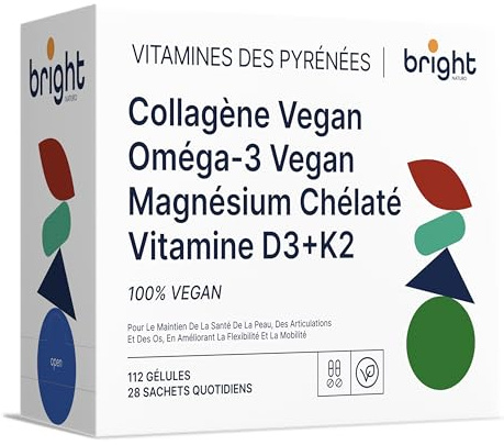Vegansk Omega 3, Veganskt Kollagen, Magnesium, Vegansk Vitamin D3 och K2 4000 - SmartAbsorb™ | för immunitet, energi och benhälsa | 28 dagliga stickpack