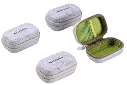 Moë & Mirakime Set om 4 kompakta filtkabelväsksorganisatörer, stötsäkert minifodral 91 x 50 x 37 mm, förvaring för kablar, laddare, hörlurar, SD- och USB-kort, reseprylar väska, grå