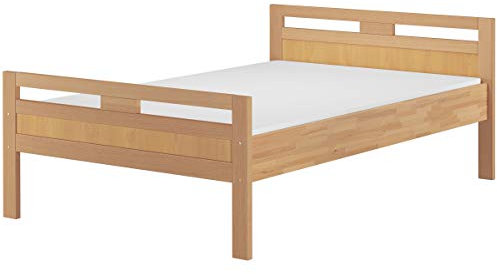 Erst-Holz® Massivholzbett Seniorenbett Buche Natur 120x200 Einzelbett Hohes Bett mit Matratze 60.74-12 M