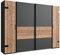 lifestyle4living Kleiderschrank in Silber-Tanne, Graphit-Grau, 270 cm, 2 Kleiderstangen, 10 Einlegeböden | Hochwertiger Industriedesign Kombi Schwebetürenschrank