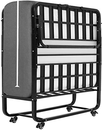 DICTAC Cama Plegable 90 x 200 cm Cama de Invitados con colchón de Espuma viscoelástica de 13 cm de Espesor, fáciles de Montar y Transportar,Estable Armadura de Metal