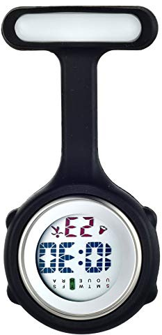 Avaner Reloj Digital de Enfermera, Reloj de Silicona con Cierre de Solapa, Reloj de Bolsillo Colgante con Funda Desmontable