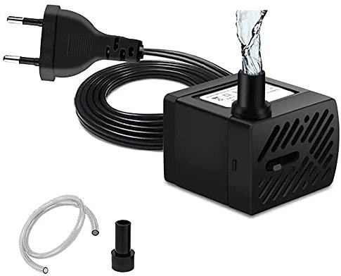 Mini pompa sommersa 180L/H 3W, pompa per acquario mini pompa dell'acqua con 2 ugelli per acquario fontana, acquario, spina europea per laghetto