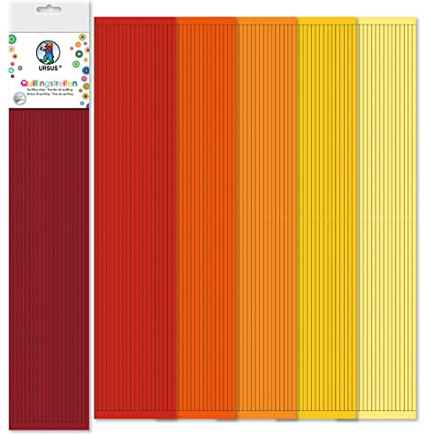 Ursus 57510003 - Strisce per quilling, 360 pezzi, larghezza 5 mm, tonalità rosso/arancione, strisce di carta in 6 diversi colori