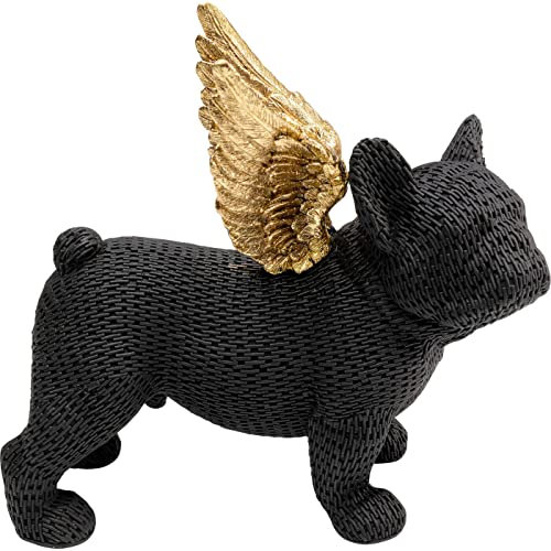 Kare Design figura decorativa Angel Puppy, nero/oro, motivo cane, french bulldog angioletto, accessorio casa per salotto, camera, studio, 25 cm