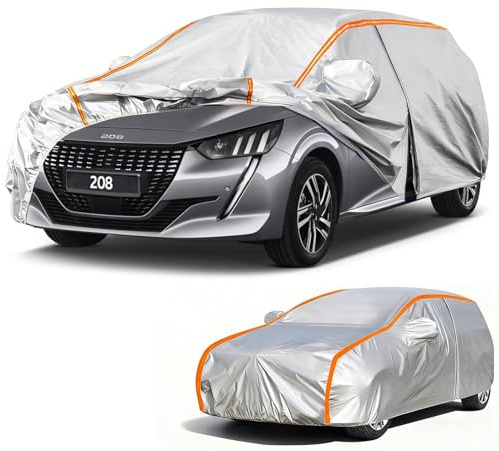 Copertura auto per Peugeot 208 Telo copriauto da esterno,copertura completa per auto antipioggia,antigraffio e antineve con cerniere per porte