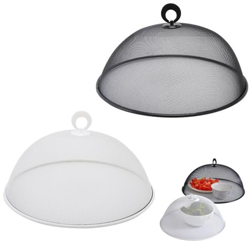 DUOHERESHUI Copertura per Il Cibo, 2 Pezzi Coperchio Rete Alimenti, Tenda per Copertura per Alimenti, Copertura Rete Cupola per Alimenti, per Feste Frutta Cibo BBQ Picnic (2 Colori, 30cm)