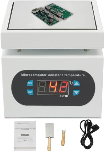VonVVer lödstation värmeplatta 100 x 100 mm, minivärmeplatta, 350 W, små värmeplattor, 400 ℃, elektrisk LED-indikator, förvärmning, lödning, SMD svetsare