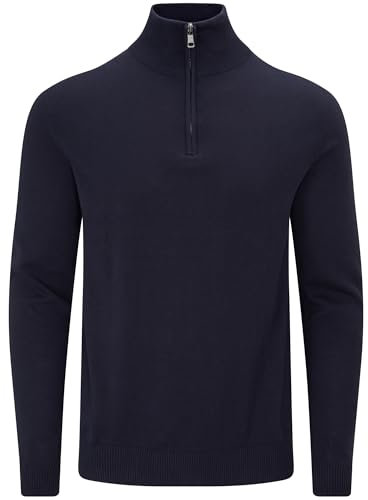 Charles Wilson Baumwollpullover mit Reißverschluss für Herren (XL, Dark Navy (0524))
