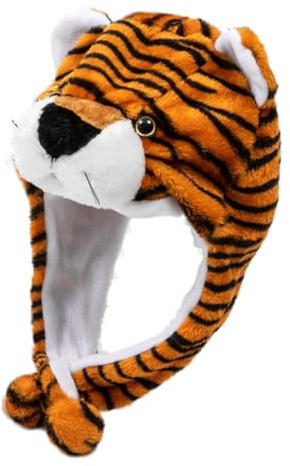 Cappello Decorativo Per Bambini Elastico A Forma Di Tigre Comodo Cappello Da Animale Accessorio Per Le Feste in Peluche Marrone.