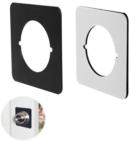 Lot de 2 Plaques de Poignée de Porte Version Carrée, Renfort de Porte Plaques de Protection en Acier Inoxydable pour Réparation de Fente de Fixation de Bouton/Pêne Dormant (Noir Mat)