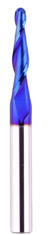 Jiiolioa CNC Router Bits 1/4 Shank 1/8 Tip Diameter 2D&3D Carving 3.6 Deg Tapered Angle Ball Nose Solid Carbide Spiral End Mill for Wood Carving Engraving