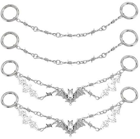 AHANDMAKER 4 st skor metallkedja spikes berlocker 2 stilar fladdermus nit sko berlocker punk stil dekoration med legering vårgrind ringar för sneaker sandaler kanvasväska kläder gör gör-det-själv