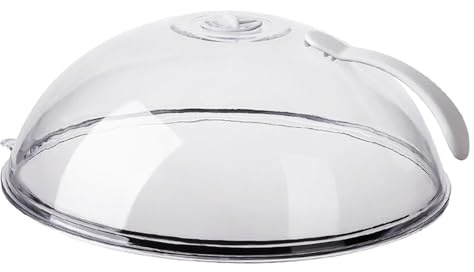 GjnjfdF 26x26x10CM Cubierta Anti Salpicaduras para Microondas Campana Microondas Cubierta Transparente Ronda Campana de Imitación PVC para Alimentos Horno Refrigerador