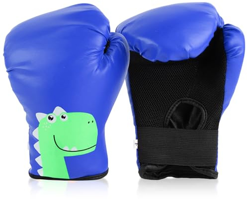 Hwtcjx Kids Boxing Gloves, PU Boxing Gloves, 4 oz, 3-12 Years (Blue)